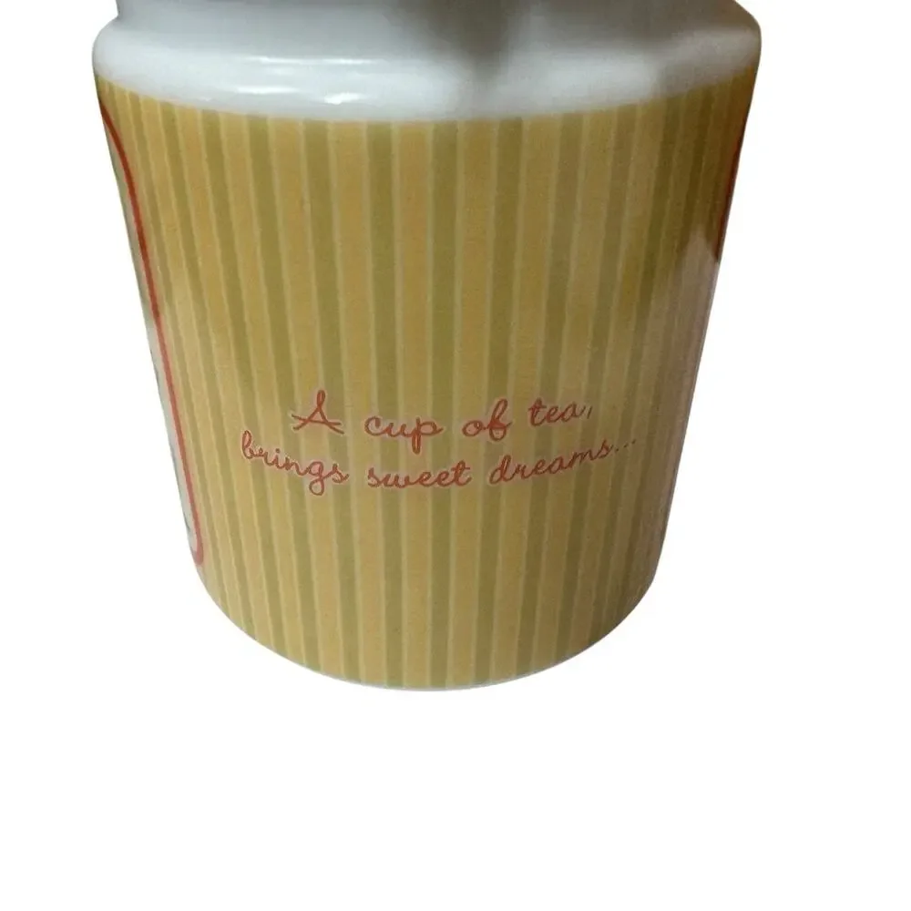Vtg‎ Houston Harvest Christmas Teddy Bear Milk Glass Canister Hinged Lid Tea 6